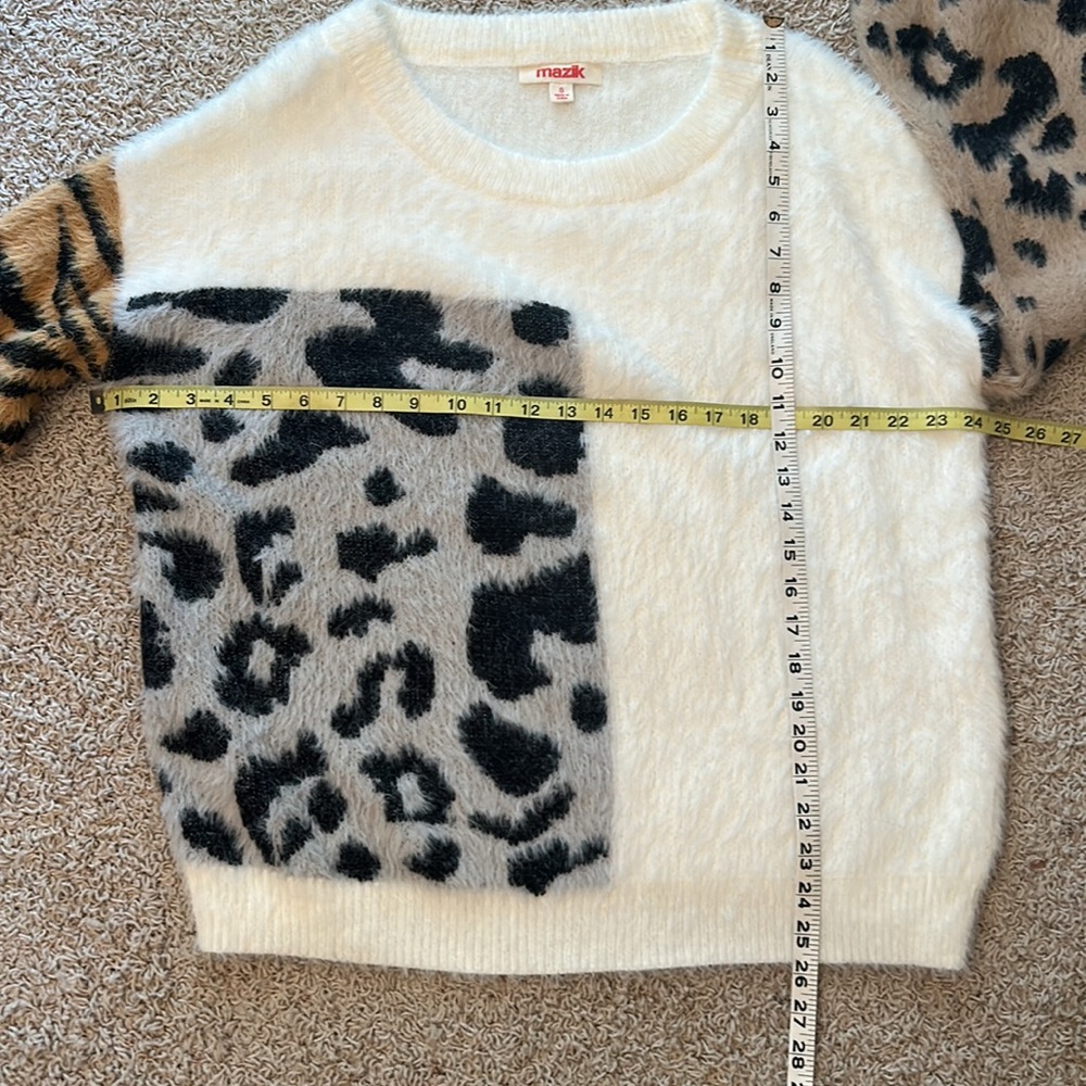 ANIMAL PRINT🐆Super Soft SWEATER🦓 by MAZIK🤎Gently Worn! Size Small Oversized - Picture 10 of 10